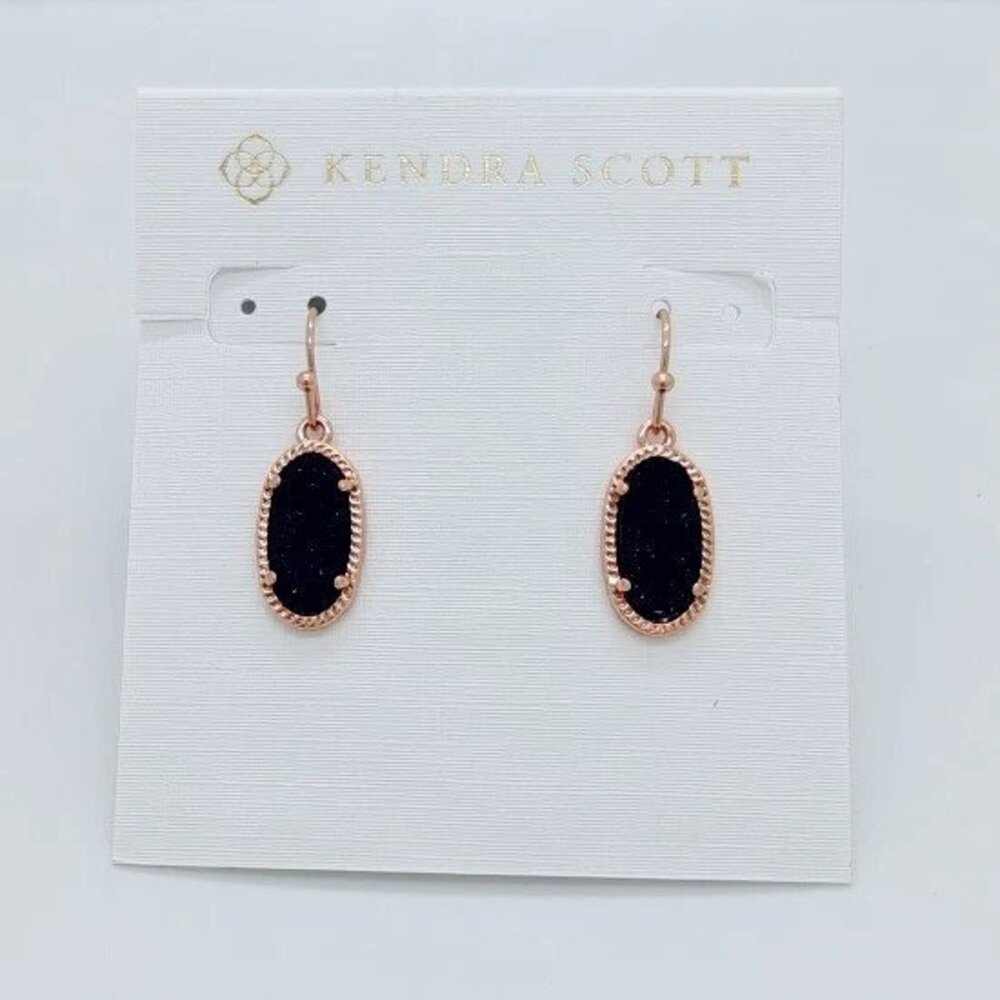 Kendra Scott Lee Rose Gold Drop Earrings In Black Drusy